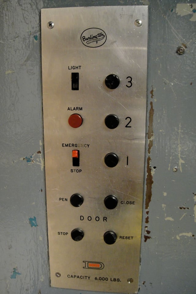 Typical freight elevator control station