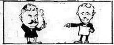 Cartoons from the Chicago Tribune depicting aldermen Coughlin (left) and Kenna (right)