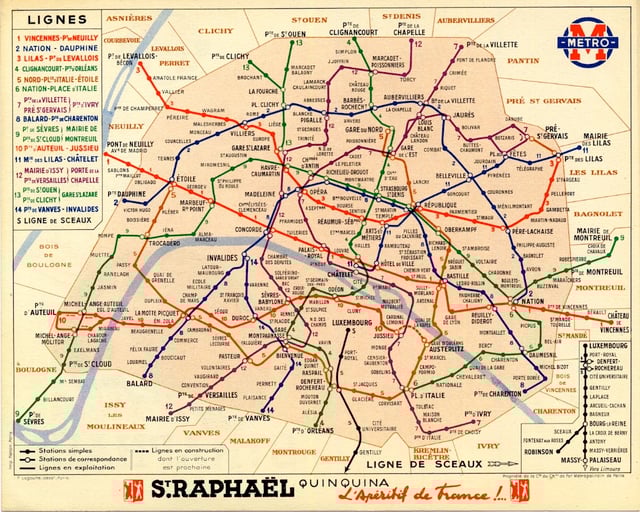 Paris Métro network in 1939