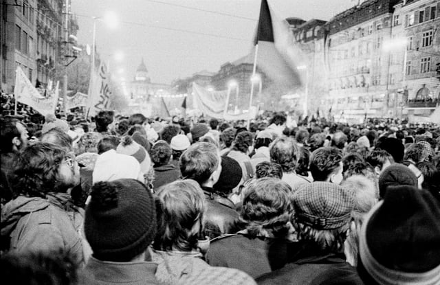 The Velvet Revolution ended 41 years of authoritarian Communist rule in Czechoslovakia in 1989.