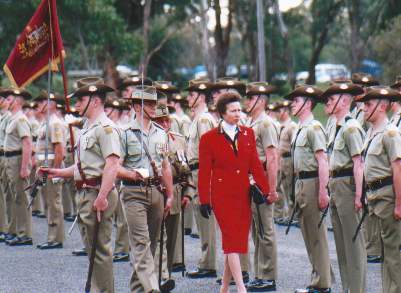 The Princess Royal at a parade on the 75th anniversary of the Royal Australian Corps of Signals, 5 July 2000.