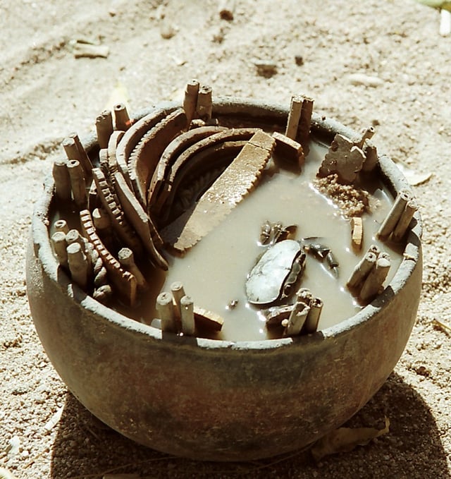 A crab divination pot in Kapsiki, North Cameroon.