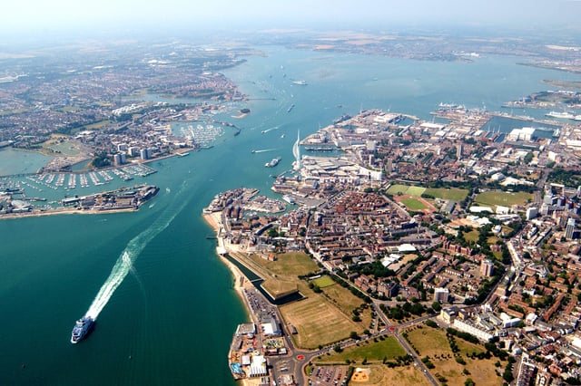 Aerial view of Portsmouth and Portsmouth Harbour