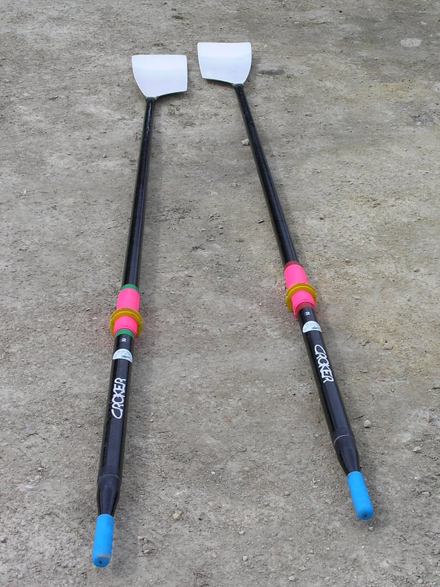Two hatchet sculls. The "blades" are at the top and the handles at the bottom of the picture.
