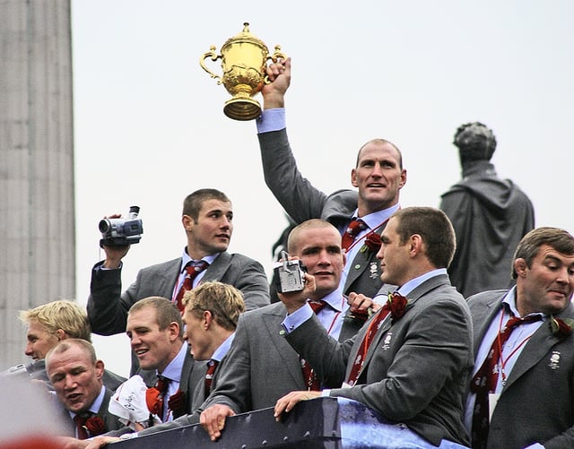 The England rugby union team during their victory parade after winning the 2003 Rugby World Cup