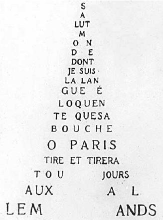 A calligram by Guillaume Apollinaire