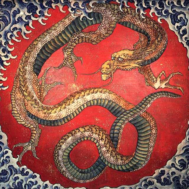 Painting of a Japanese dragon by Hokusai (c. 1730 – 1849)