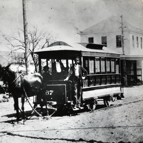 Mule-drawn streetcar, Houston, USA, 1870s