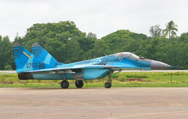 A Myanmar Air Force Mikoyan MiG-29 multirole fighter.