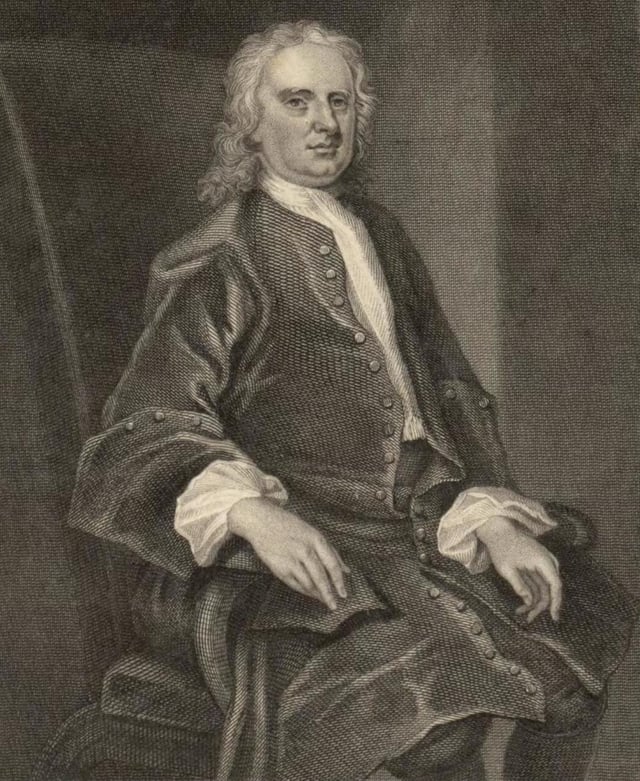 Engraving of a Portrait of Sir Isaac Newton by John Vanderbank