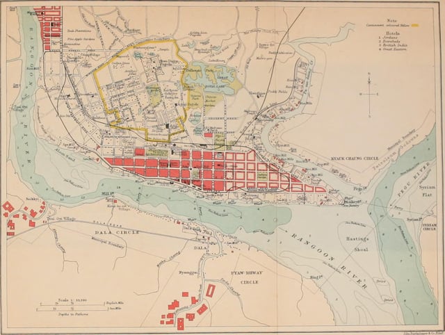 Rangoon and Environ map, 1911