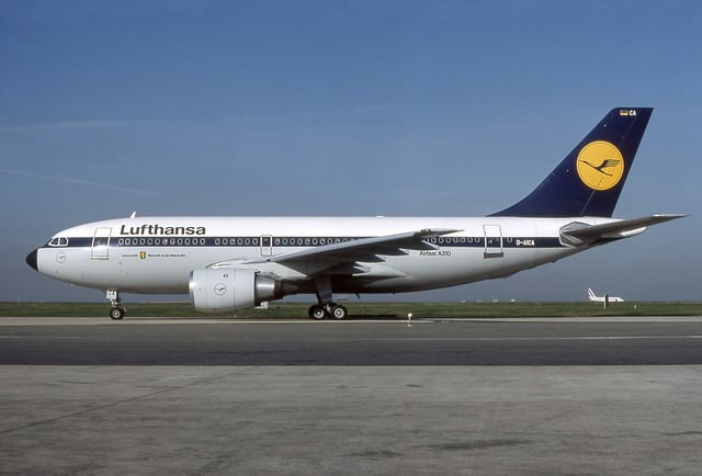 A Lufthansa Airbus A310-200 photographed in 1984.