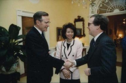 Chao with George H. W. Bush and Mitch McConnell in 1991