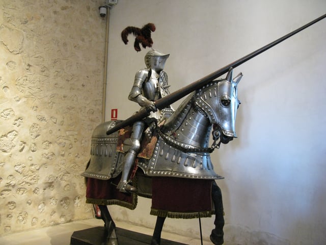 Mounted armoured knight. Armour and cavalry dominated the battlefield, until the invention of firearms.