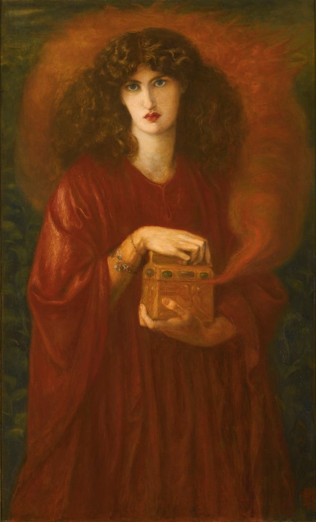 Dante Gabriel Rossetti's painting of Pandora holding the box, 1871