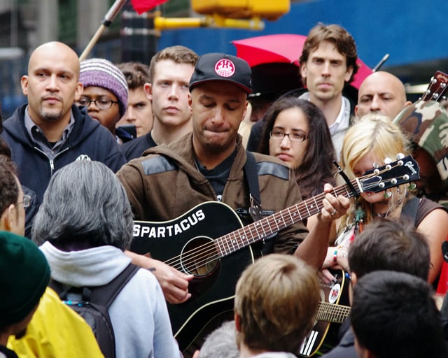 Rage Against the Machine guitarist Tom Morello playing Occupy Wall Street in New York, October 2011