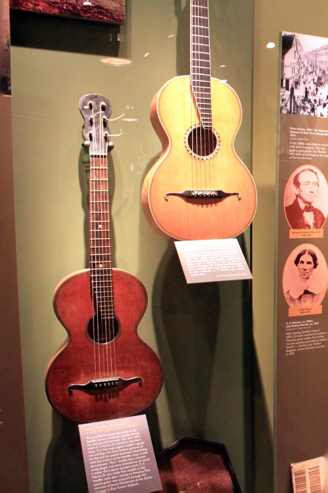 Vienna era:Johann Georg Stauffer Terz Guitar (c. 1820-30), and Vienna Stauffer-style guitar by C.F. Martin (1834-35)