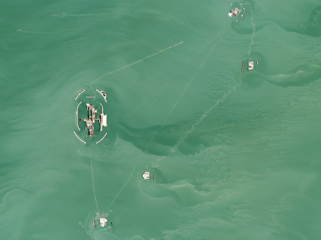 Aerial view of Kashagan Oil Field structures