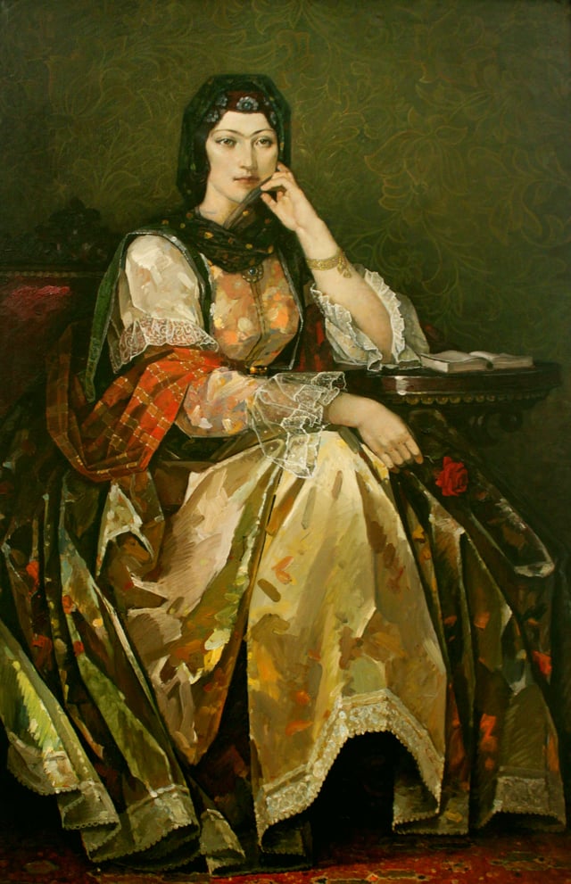 Painting of Khurshidbanu Natavan, one of the most distinguished Azerbaijani poets. She was also the daughter of the last ruler of the Karabakh Khanate.