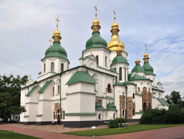The Saint Sophia Cathedral in Kiev, a UNESCO World Heritage Site is one of the main Christian cathedrals in Ukraine