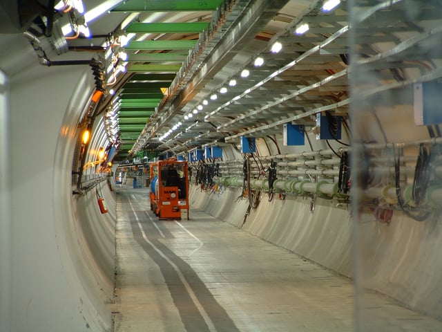 The LHC tunnel. CERN is the world's largest laboratory and also the birthplace of the World Wide Web.