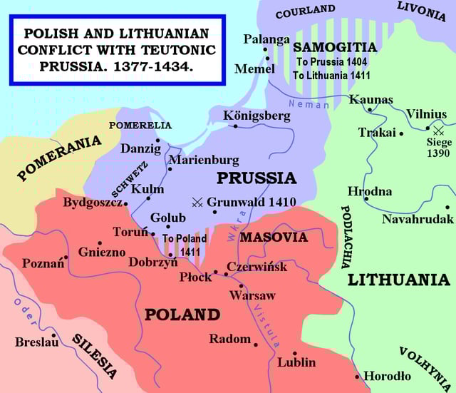 Polish and Lithuanian conflict with Teutonic Prussia, 1377–1434.