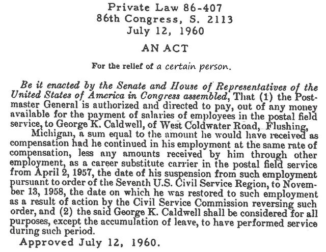 An Act of Congress from 1960.