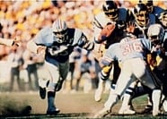 Houston's defensive line blocking a San Diego rushing attempt during the 1979 AFC Divisional Playoff Game.