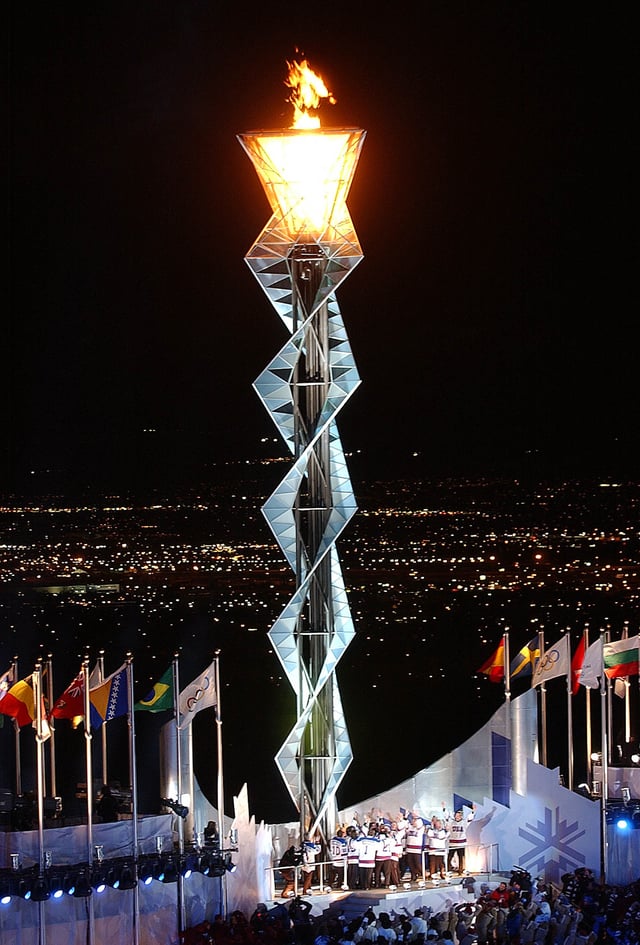Olympic flame during the Opening Ceremony of the 2002 Games in Salt Lake City