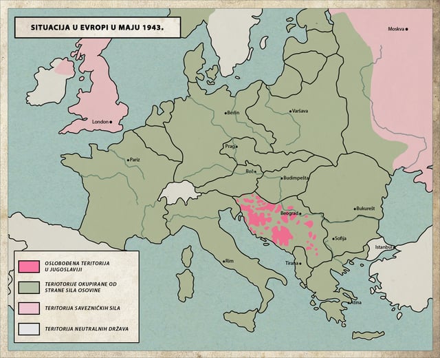 Partisan liberated territory in Yugoslavia, May 1943