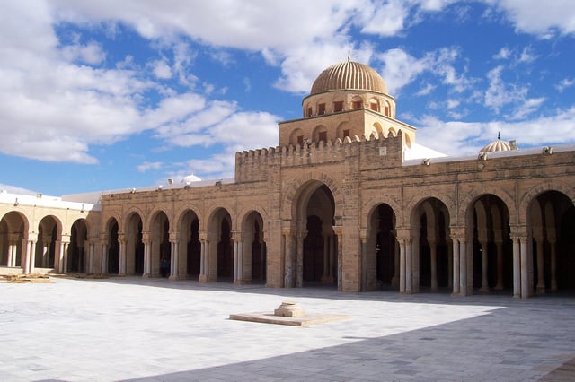 The Great Mosque of Kairouan in Tunisia, founded by Arab general Uqba ibn Nafi in 670, is one of the oldest and most important mosques in North Africa.