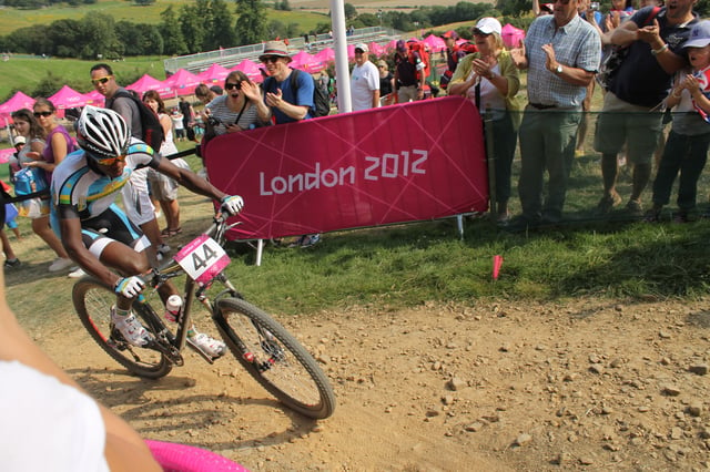 Adrien Niyonshuti, "one of the most famous people in Rwanda", competing in the cross-country mountain biking event at the 2012 Summer Olympics