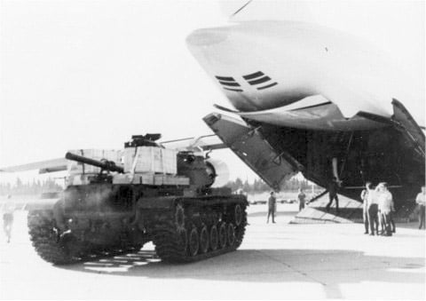 An M60 delivered during Operation Nickel Grass