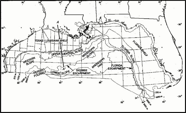 Map of northern part of Gulf of Mexico