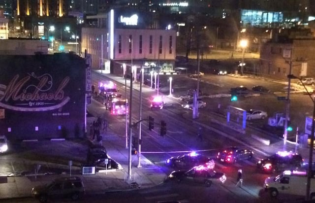 Police respond to a shooting in the Crossroads area during the early hours of New Years Day 2016.