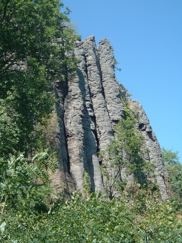 Columnar basalt at Szent György Hill, Hungary