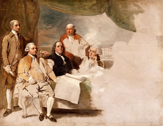The United States delegation at the Treaty of Paris depicted by Benjamin West.