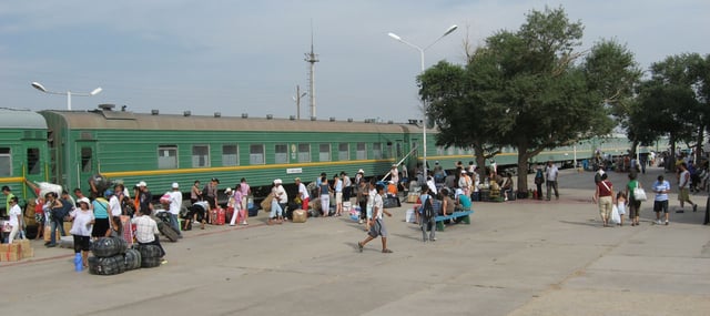 Train in Zamyn-Üüd station in Dornogovi aimag