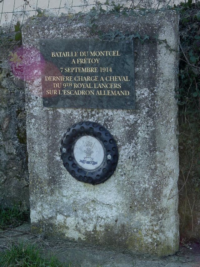 Memorial to the action by the 9th Lancers at Montcel à Frétoy