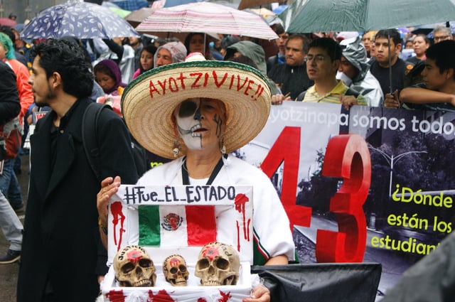 Demonstration on September 26, 2015, in the first anniversary of the disappearance of the 43 students in the Mexican town of Iguala