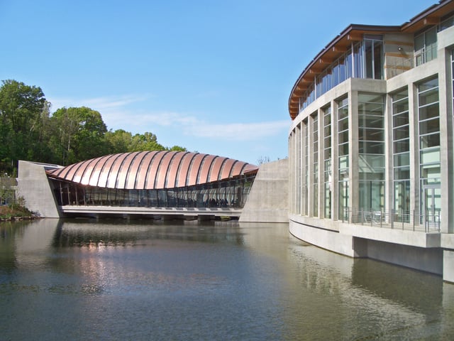 One of the bridge pavilions over Crystal Spring at Crystal Bridges Museum of American Art, Bentonville