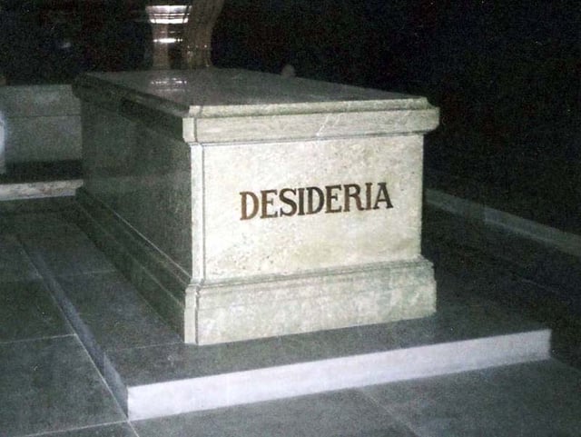 The sarcophagus of Queen Desideria at Riddarholm Church in Sweden. The name was given to Désirée Clary not at birth but when she was elected Crown Princess of Sweden in 1810