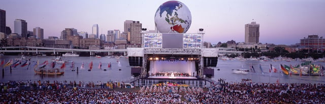 Panoramic view of the stage and Brisbane River during World Expo 88