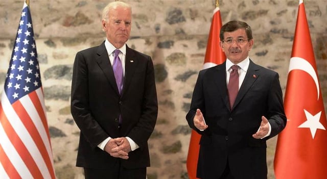 Biden meeting Turkish Prime Minister Ahmet Davutoğlu, December 31, 2014. Biden said that Kurdish PKK is a "terrorist group"