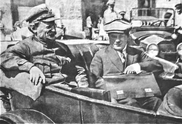 Leon Trotsky and Leonid Serebryakov attend the Congress of Soviets of the Soviet Union in May 1925