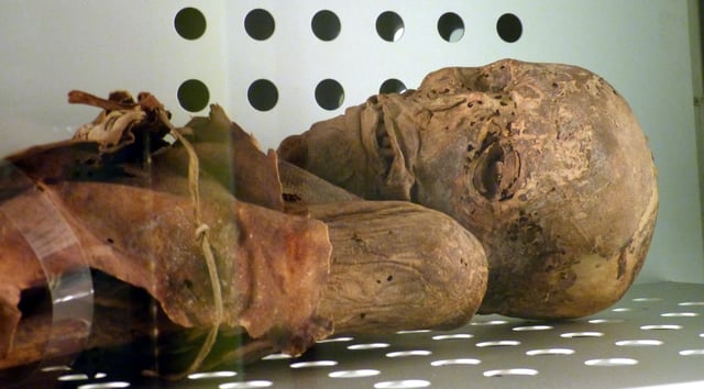 Guanche mummy in Museo de la Naturaleza y el Hombre (Tenerife, Spain).