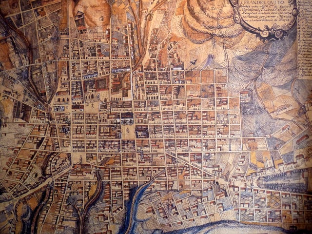Map of the city of Quito dated 1805. Made by Juan Pío Montúfar, 2nd Marquis of Selva Alegre and president of the Junta Soberana de Quito of 1809.