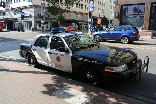 San Diego Police car in the city center