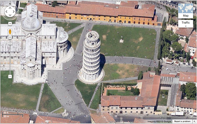 An example of the Leaning Tower of Pisa in the 45° view