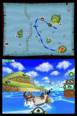 When sailing in Phantom Hourglass, a path can be drawn on the map using the stylus, creating a blue line for the ship to follow.